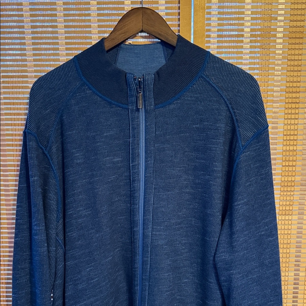 Tommy Bahama Navy Zip-Up Reversible Sweater